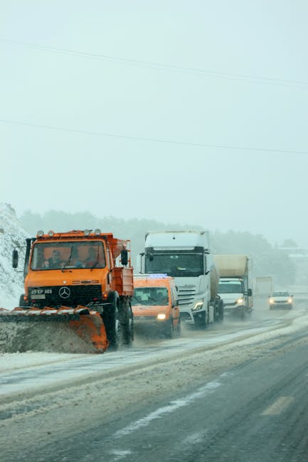 Winter snow plowing service in action